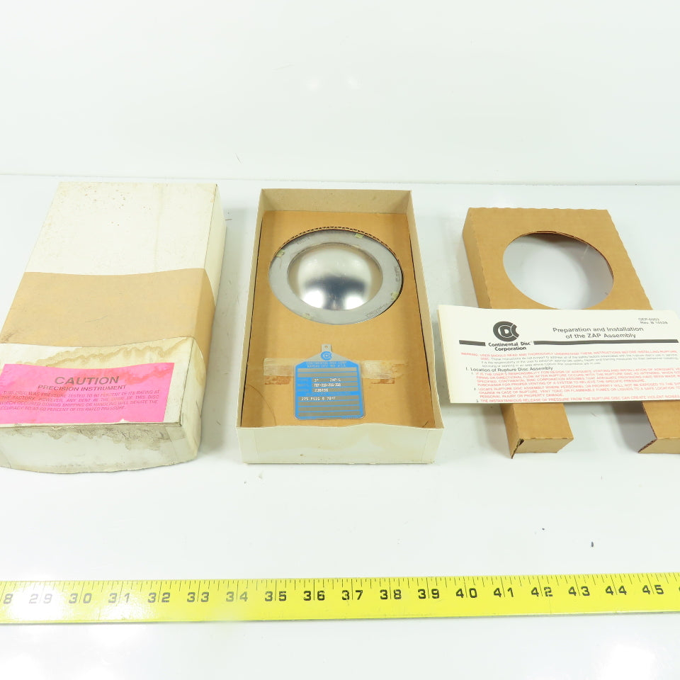 Continental Disk ZAP-L 3" Rupture Disk TEF-316-316-316 275 PSIG @ 70°F
