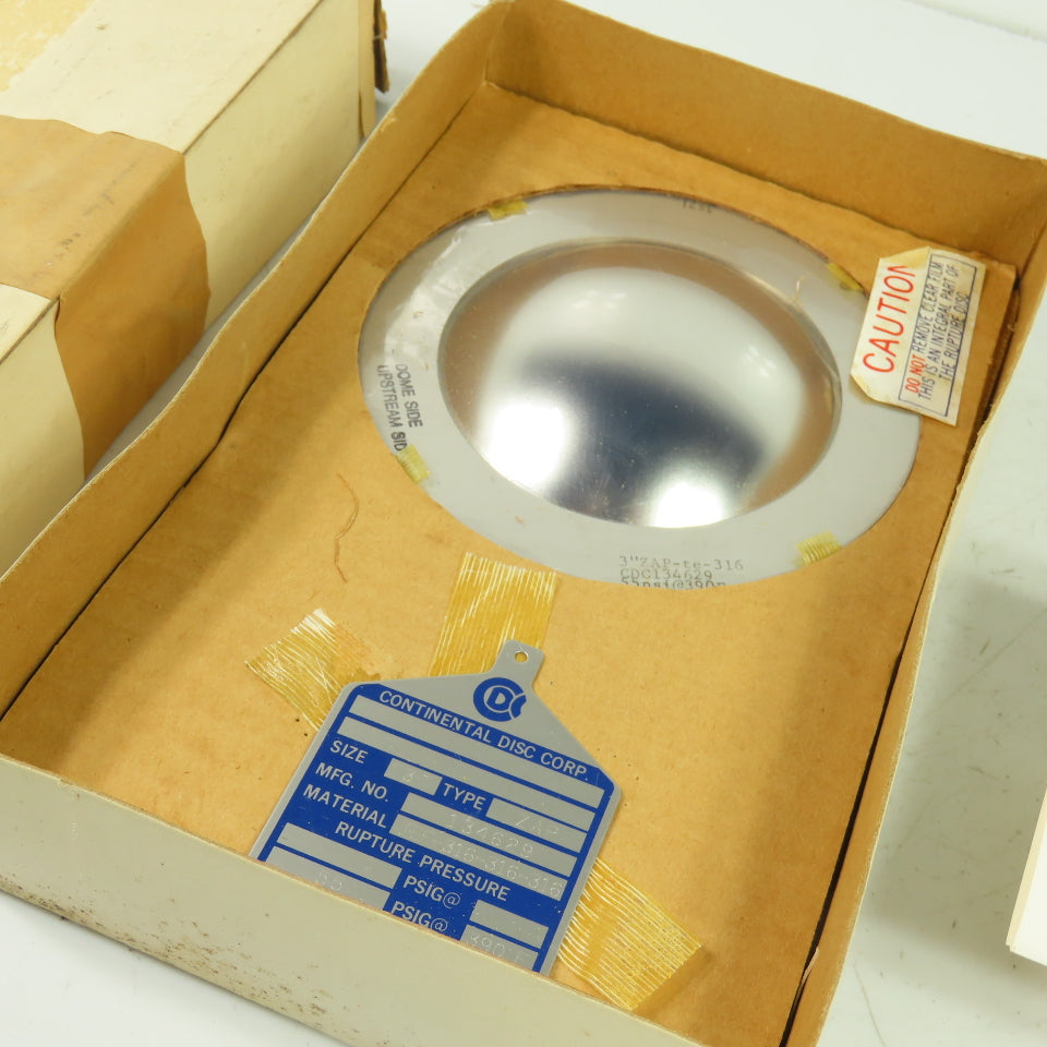 Continental Disk ZAP 3" Rupture Disk TEF-316-316-316 55 PSIG @ 390°F