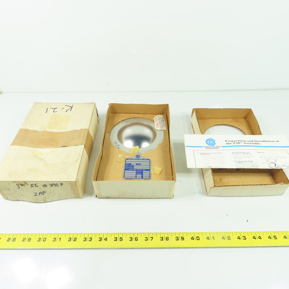 Continental Disk ZAP 3" Rupture Disk TEF-316-316-316 55 PSIG @ 390°F