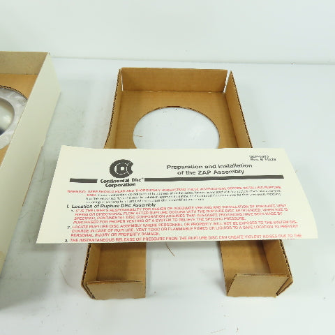 Continental Disk ZAP-L 3" Rupture Disk TEF-316-316-316 275 PSIG @ 70°F