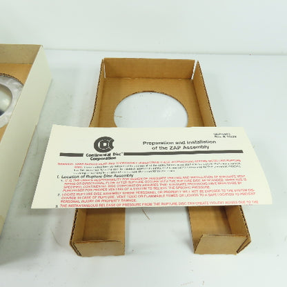 Continental Disk ZAP-L 3" Rupture Disk TEF-316-316-316 275 PSIG @ 70°F
