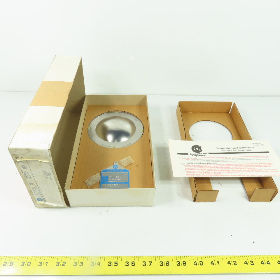 Continental Disk ZAP-L 3" Rupture Disk TEF-316-316-316 275 PSIG @ 70°F