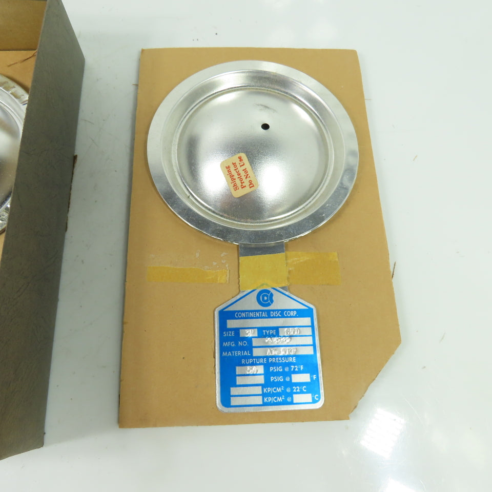 Continental Disk STD 3" Rupture Disk AL-TEF 54 PSIG @ 72°F Lot Of 2