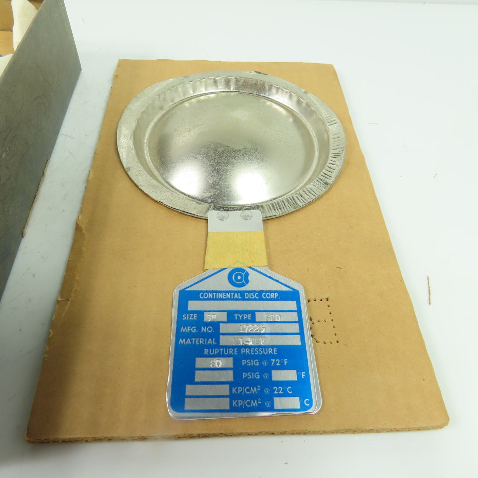 Continental Disk STD 3" Rupture Disk NI-TEF 80 PSIG @ 72°F Lot Of 2