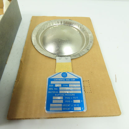Continental Disk STD 3" Rupture Disk NI-TEF 80 PSIG @ 72°F Lot Of 2