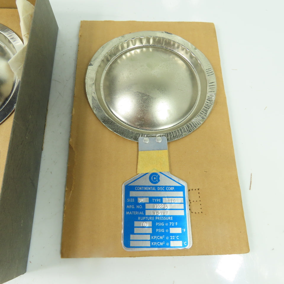 Continental Disk STD 3" Rupture Disk NI-TEF 80 PSIG @ 72°F Lot Of 2