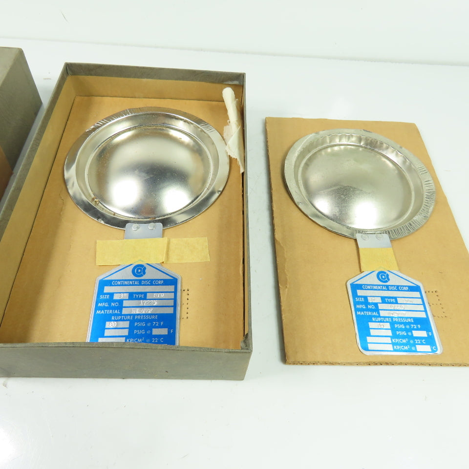 Continental Disk STD 3" Rupture Disk NI-TEF 80 PSIG @ 72°F Lot Of 2