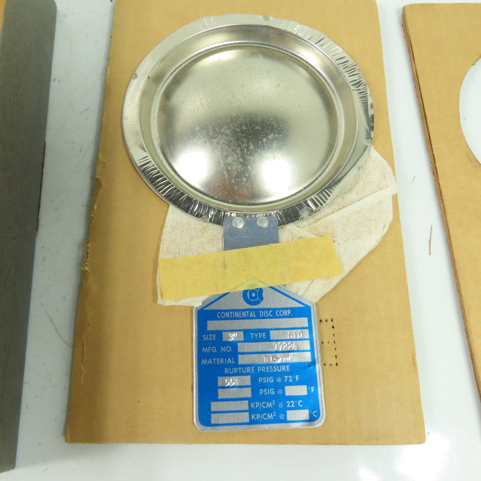 Continental Disk STD 3" Rupture Disk NI-TEF 55 PSIG @ 72°F Lot Of 2