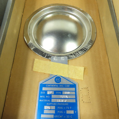 Continental Disk STD 3" Rupture Disk NI-TEF 55 PSIG @ 72°F Lot Of 2