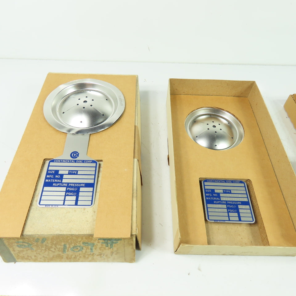 Continental Disk CDCV 2" Rupture Disk 316-AG-316 109 PSIG @ 72°F Lot Of 2