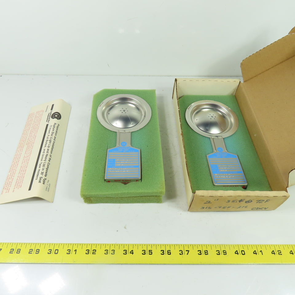 Continental Disk CDCV (LL) 2" Rupture Disk 316-TEFLON-316 35.1 PSIG @ 72°F Lot/2