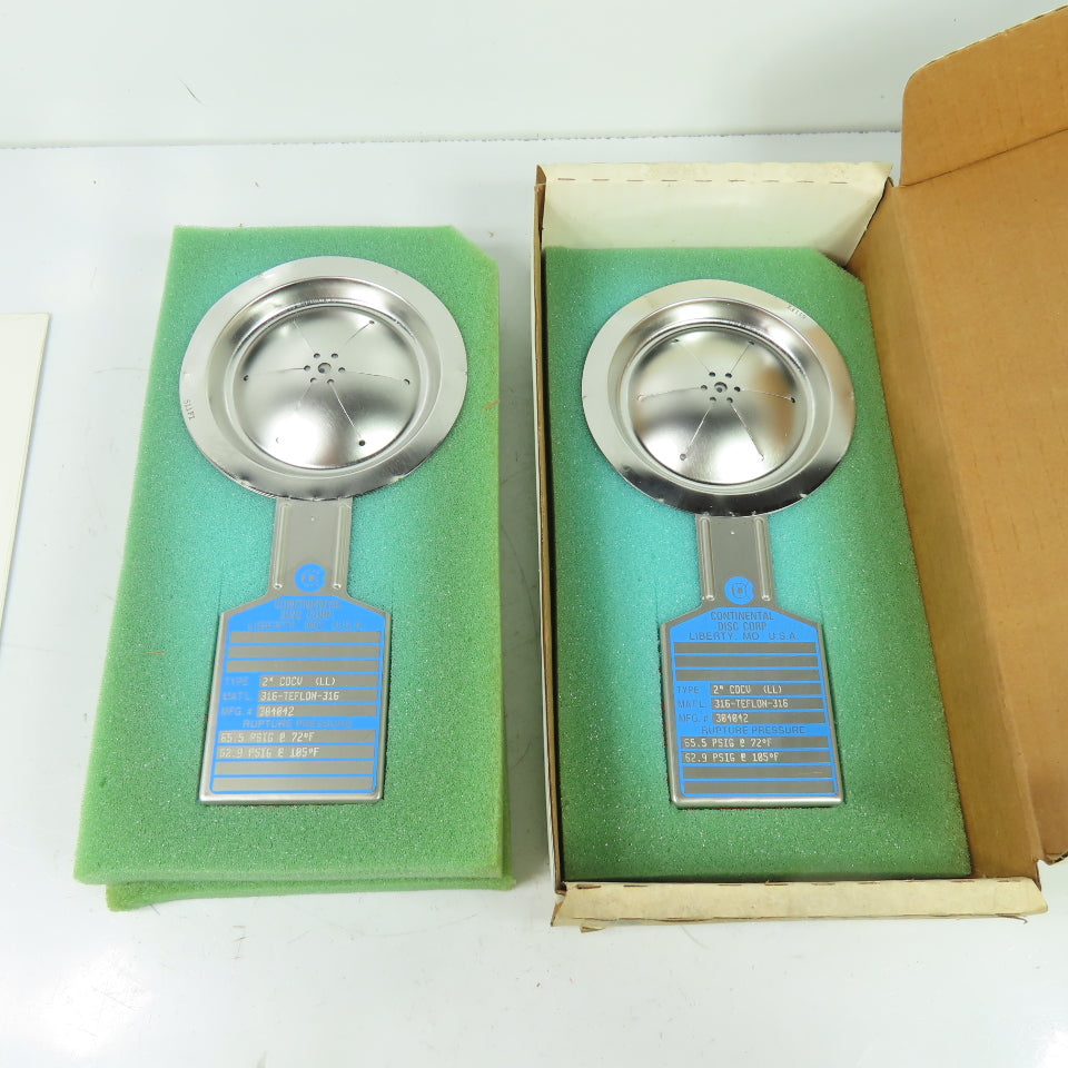 Continental Disk CDCV (LL) 2" Rupture Disk 316-TEFLON-316 65.5 PSIG @ 72°F Lot/2