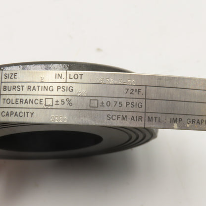Zook 2" Graphite Rupture Disc 50PSI 72°F 3550 STD CFM Air