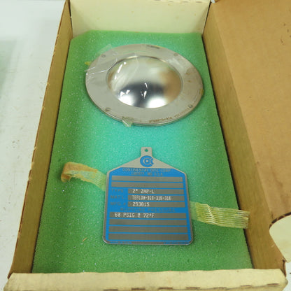 Continental Disk ZAP-L 2" Rupture Disk TEFLON-316-316-316 60 PSIG @ 70°F