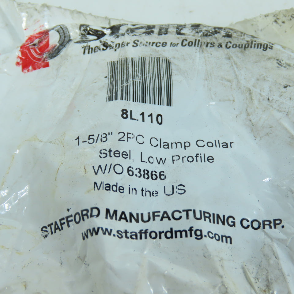 Stafford 8L110 1-5/8" Low Profile Split Clamp Collar Lot Of 2