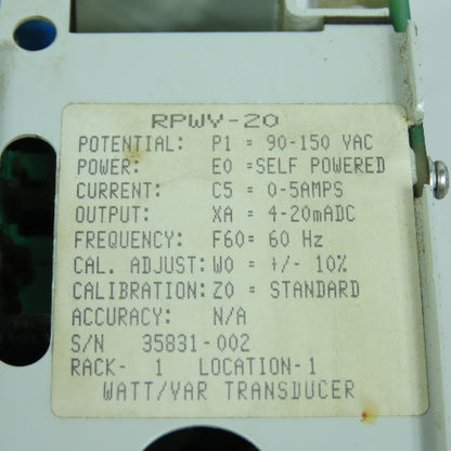 RIS RPWV-20 TD-2000 Watt/VAR Transducer 90-150VAC