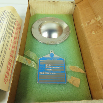 Continental Disk ZAP-L 2" Rupture Disk TEFLON-316-316-316 90 PSIG @ 340°F