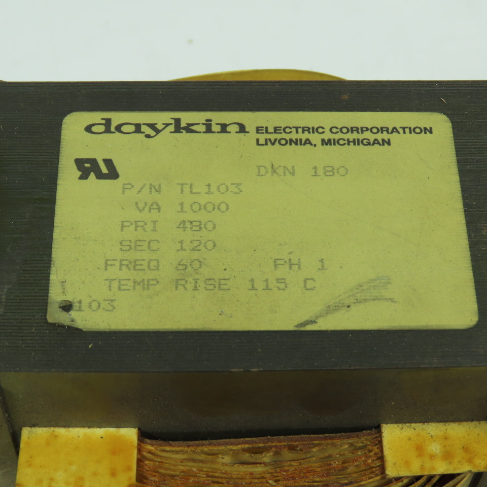 Daykin TL103 1000VA Control Transformer Pri 480V Sec 120V 1PH 60HZ