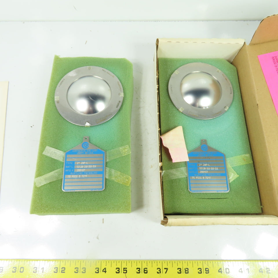 Continental Disk ZAP-L 2" Rupture Disk TEFLON-316-316-316 75 PSIG @ 72°F Lot/2