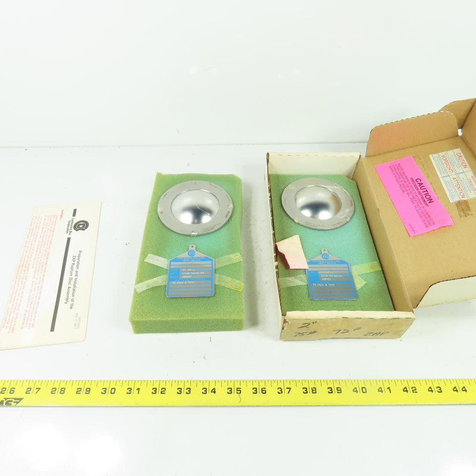 Continental Disk ZAP-L 2" Rupture Disk TEFLON-316-316-316 75 PSIG @ 72°F Lot/2