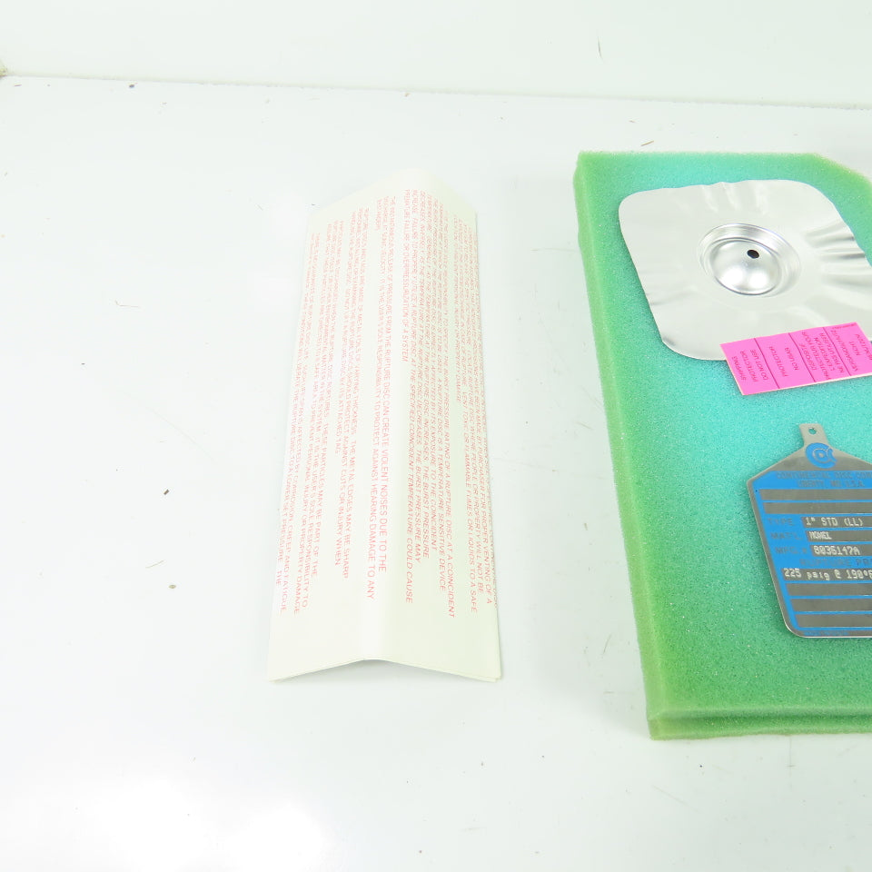 Continental Disk STD (LL) 1" Rupture Disk MONEL 225 PSIG @ 190°F Lot Of 2