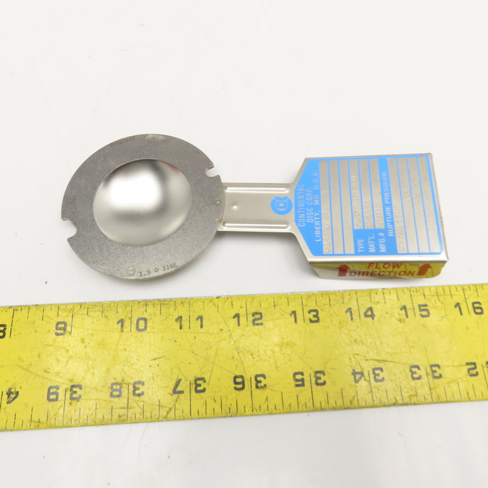 Continental Disc Corp. 1-1/2" Ultrx 316 Rupture Disc Gas/Vapor Only 273PSI 72°