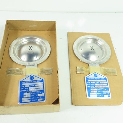 Continental Disk PLV-1 2" Rupture Disk TEF-316-TEF 96 PSIG @ 72°F Lot Of 2