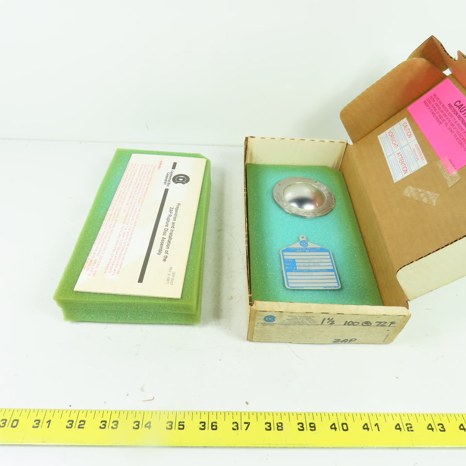 Continental Disk ZAP-L(FS) 1-1/2" Rupture Disk 316-316-316-TEFLON 100 PSIG @72°F