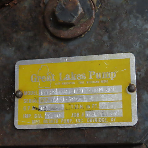 Gusher TCL2x3-8SEL-12-CDM-ADP Vertical End Suction Pump 460V 3PH 120GPM 50' Head