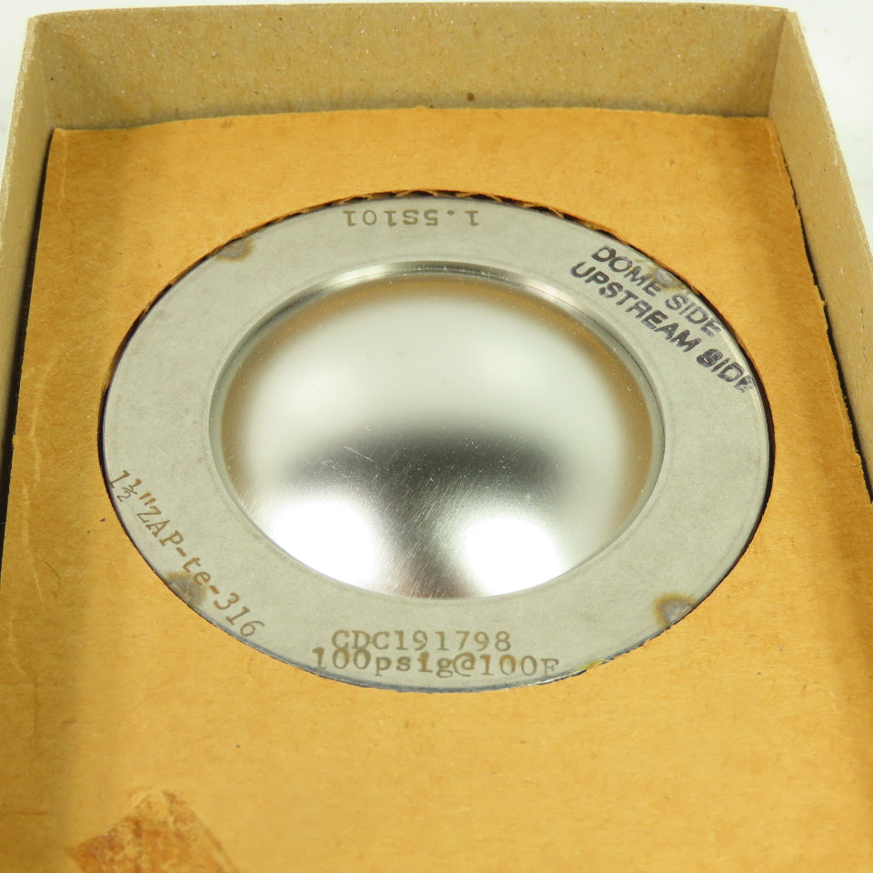 Continental Disk ZAP 1-1/2" Rupture Disk TEF-316-316-316 100 PSIG @ 100°F