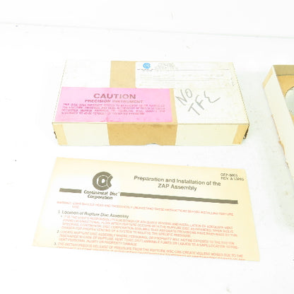 Continental Disk ZAP 1-1/2" Rupture Disk TEF-316-316-316 100 PSIG @ 100°F