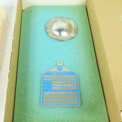Continental Disk ZAP-L 1" Rupture Disk TEFLON-316-316-316 250 PSIG @392°F 284171