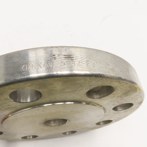 Kerkau A182 F316/316L 6-1/2" OD x 1" Butt Weld 2" Pipe 8 Bolt Flange Plate