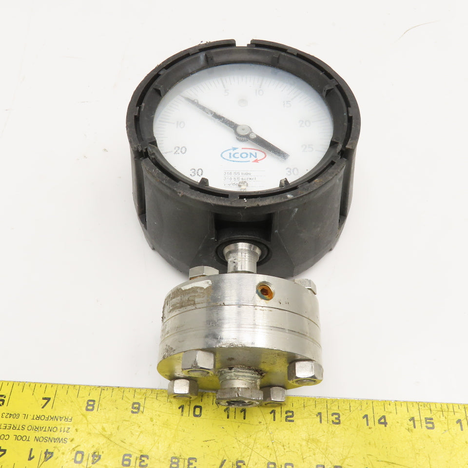 Reotemp Icon 0-30PSI Vacuum Pressure Gauge W/ Diaphragm Seal