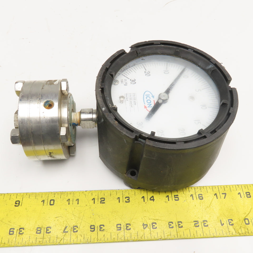 Reotemp Icon 0-30PSI Vacuum Pressure Gauge W/ Diaphragm Seal