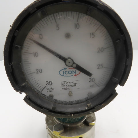 Reotemp Icon 0-30PSI Vacuum Pressure Gauge W/ Diaphragm Seal