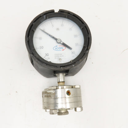 Reotemp Icon 0-30PSI Vacuum Pressure Gauge W/ Diaphragm Seal