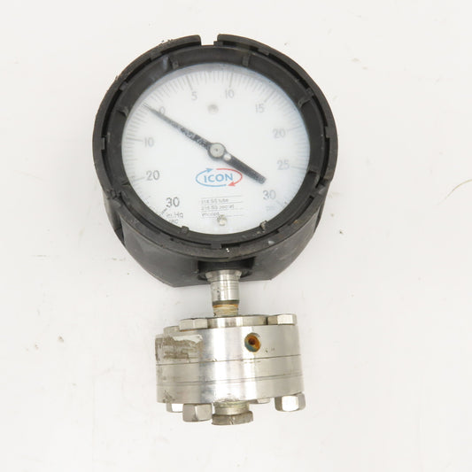 Reotemp Icon 0-30PSI Vacuum Pressure Gauge W/ Diaphragm Seal