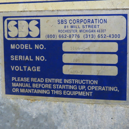 SBS 5104-Q-4 60" x 120" Dual Fan Air Cooled Water Oil Chiller 480V 3-Phase