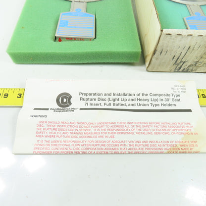Continental Disk CDCV (LL) 4" Rupture Disk 316-Teflon-316 30.8 PSIG @72°F Lot/2