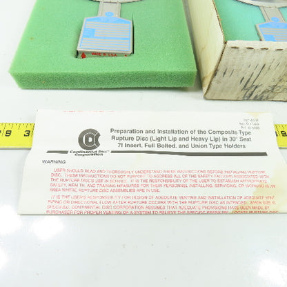 Continental Disk CDCV (LL) 4" Rupture Disk 316-Teflon-316 30.8 PSIG @72°F Lot/2