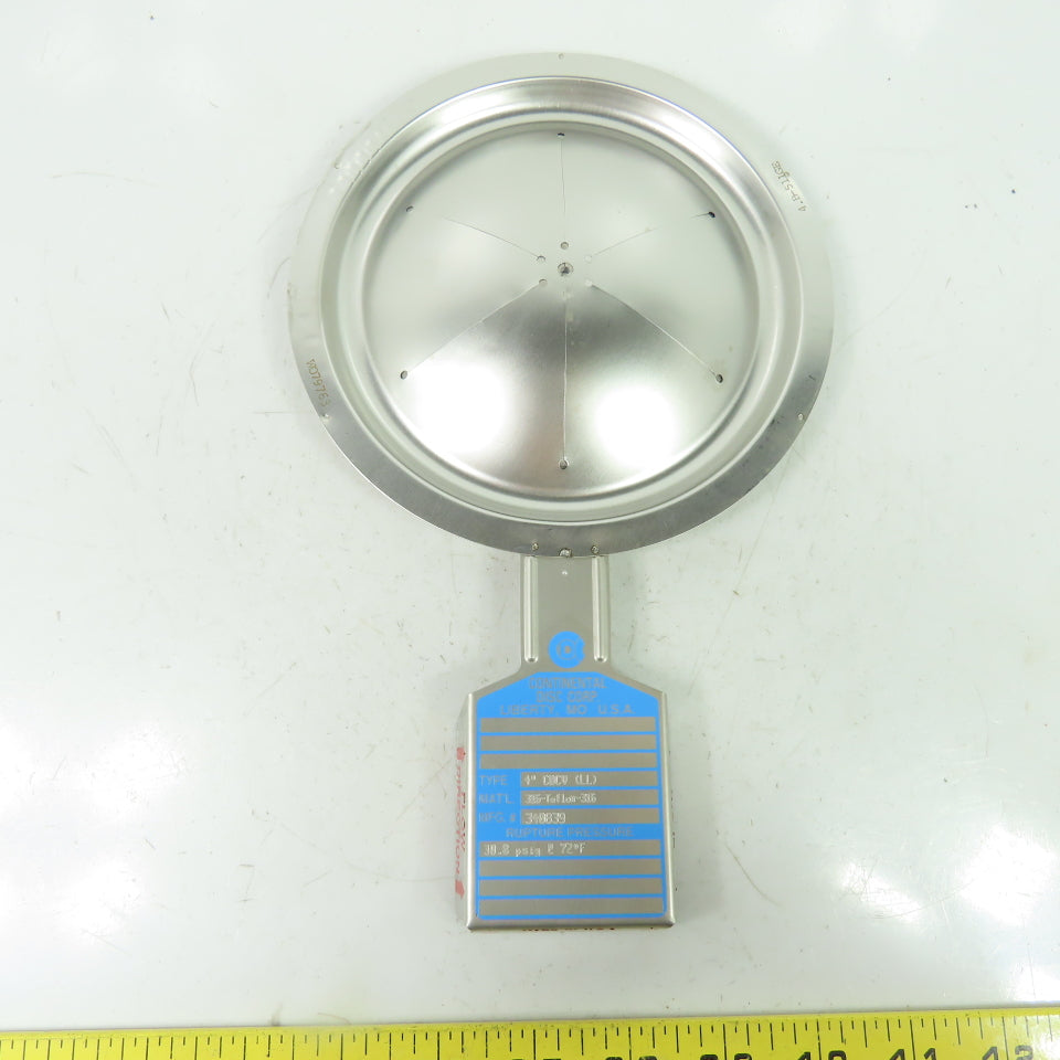 Continental Disk CDCV (LL) 4" Rupture Disk 316-Teflon-316 30.8 PSIG @72°F 340839