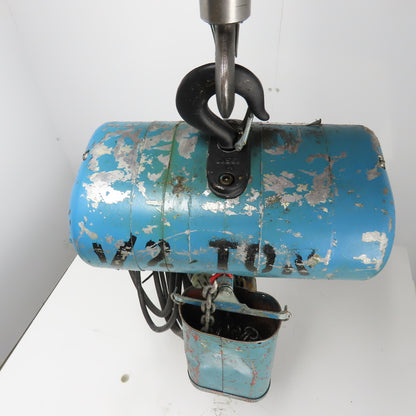 CM Lodestar Model H 1 Ton 2000LB Electric Chain Hoist 10' Lift 8FPM 115V 1Ph