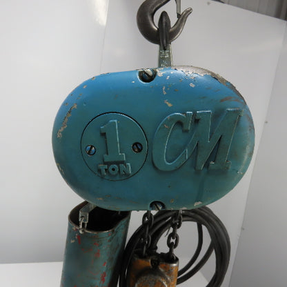 CM Lodestar Model H 1 Ton 2000LB Electric Chain Hoist 10' Lift 8FPM 115V 1Ph