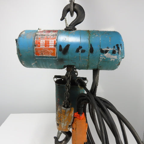 CM Lodestar Model H 1 Ton 2000LB Electric Chain Hoist 10' Lift 8FPM 115V 1Ph