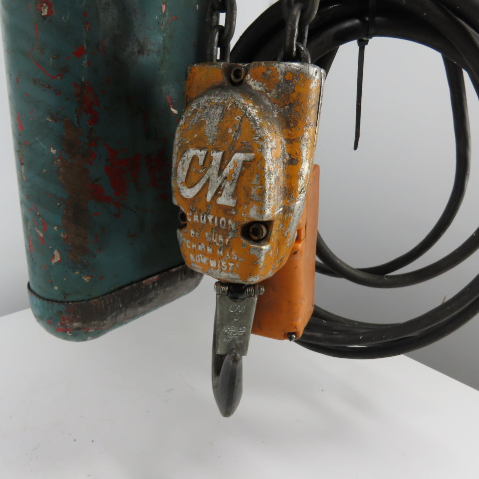 CM Lodestar Model H 1 Ton 2000LB Electric Chain Hoist 10' Lift 8FPM 115V 1Ph
