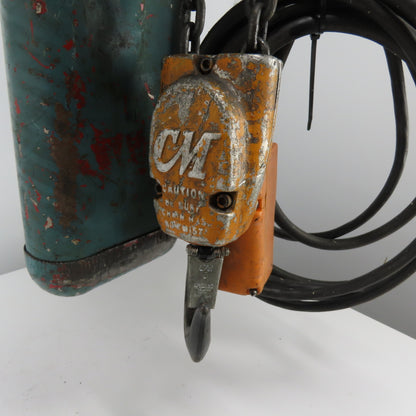 CM Lodestar Model H 1 Ton 2000LB Electric Chain Hoist 10' Lift 8FPM 115V 1Ph