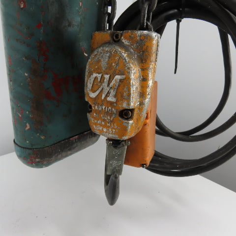 CM Lodestar Model H 1 Ton 2000LB Electric Chain Hoist 10' Lift 8FPM 115V 1Ph