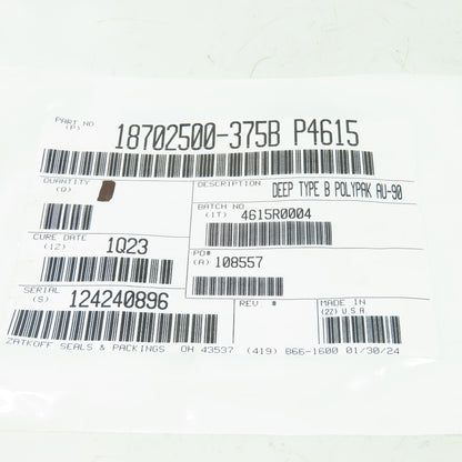 Zatkoff Seals & Packings 18702500-375B P4615 Deep Type B Polypak AU-90 Lot Of 2