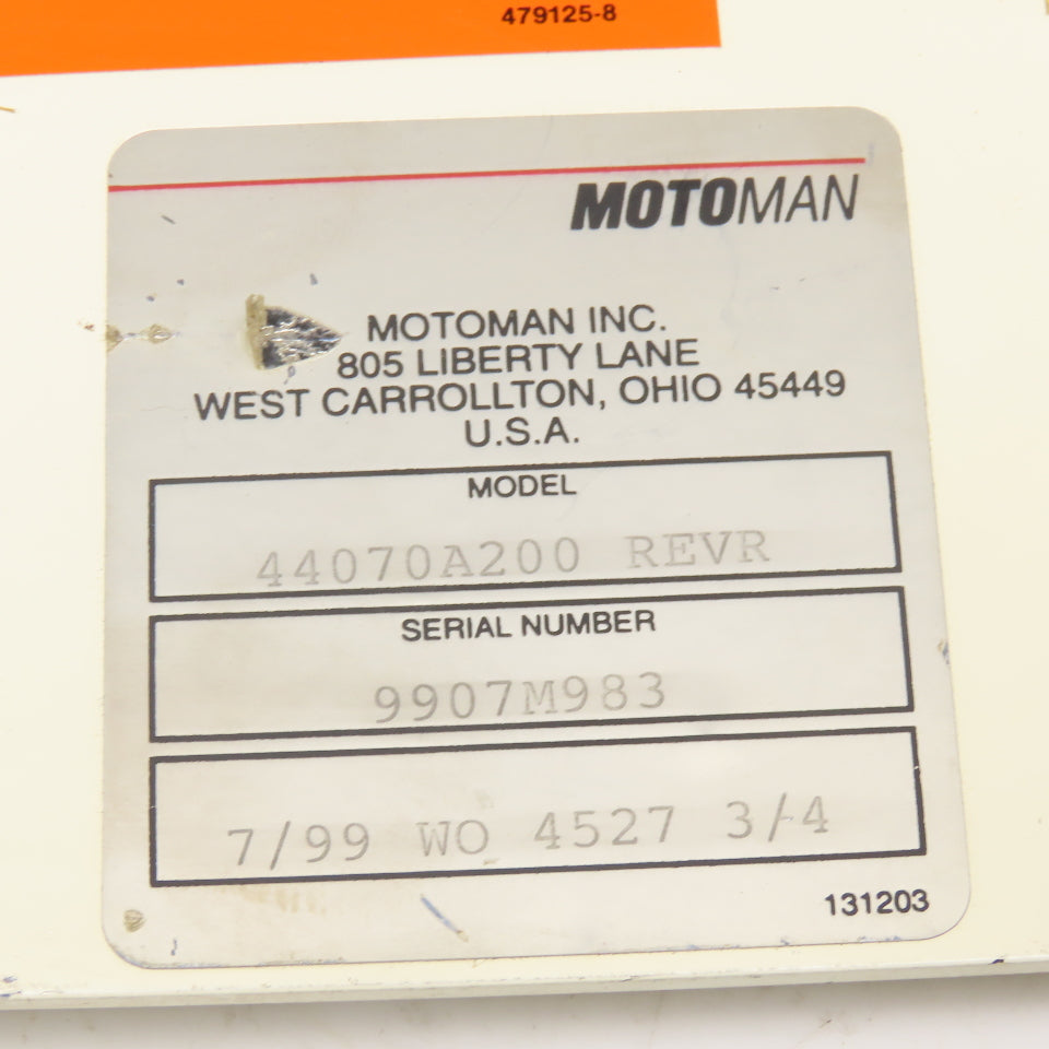 Motoman 44070A200 130966-1 Robotic Welder Control Assembly PMI 0088060-019